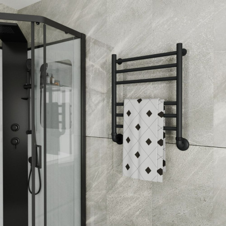 Полотенцесушитель водяной Маргроид BAU В10 50х60, П6 (3+3), нижнее подключение 50, черн, черный матовый RAL 9005