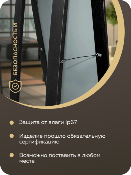 Зеркало напольное интерьерное Bau Full-length 160х45 гримерное, прямоугольное в полный рост, рама венге