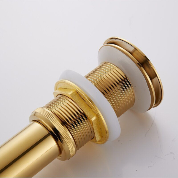 Выпуск для раковины BAU клик-клак, слив click clack, донный клапан, слив-перелив для умывальника, автоматический выпуск для мойки в ванную, золото