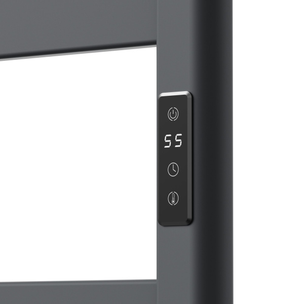 Полотенцесушитель дизайнерский электрический BAU Elite Elegant Gun Grey 80х45, подключение справа, темно-серый металлик