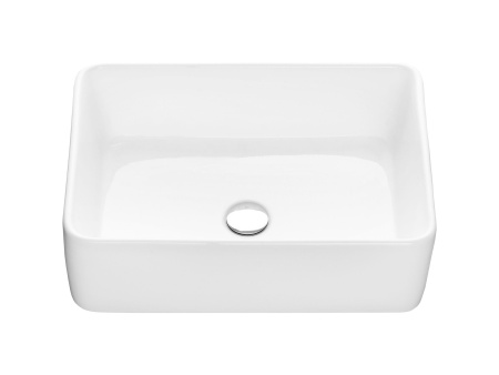 Раковина накладная со смесителем и выпуском (Умывальник BAU Hotel прямоугольный 48х37, белый + смеситель для раковины высокий Potato Hotel, выпуск клик клак, белый)