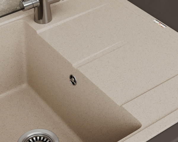 Мойка для кухни врезная кварцевая в комплекте с сифоном BAU Stil Sand 65х51, песочный