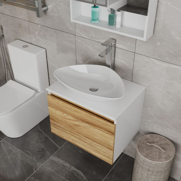 Комплект для ванной, 4 предмета (Тумба Bau Dream Blackwood 60, раковина BAU Triangle 59х39, смеситель для раковины Potato Hotel, выпуск клик клак, хром)