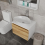 Комплект для ванной, 4 предмета (Тумба Bau Dream Blackwood 60, раковина BAU Triangle 59х39, смеситель для раковины Potato Hotel, выпуск клик клак, хром)