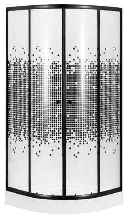 Душевой уголок BAU Dream с поддоном 90x90х195, прозрачное закаленное стекло с черной мозаикой 5 мм, черный матовый профиль