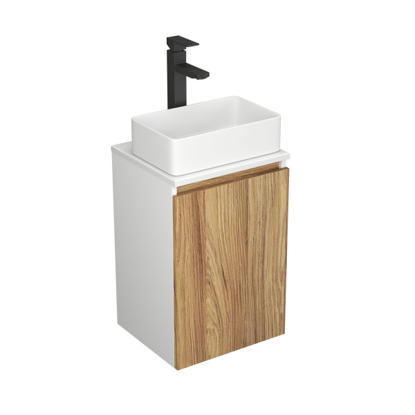 Комплект для ванной, 3 предмета (Тумба Bau Dream Blackwood 40, раковина BAU Mini 38х24, смеситель для раковины высокий Hotel Black, черный)