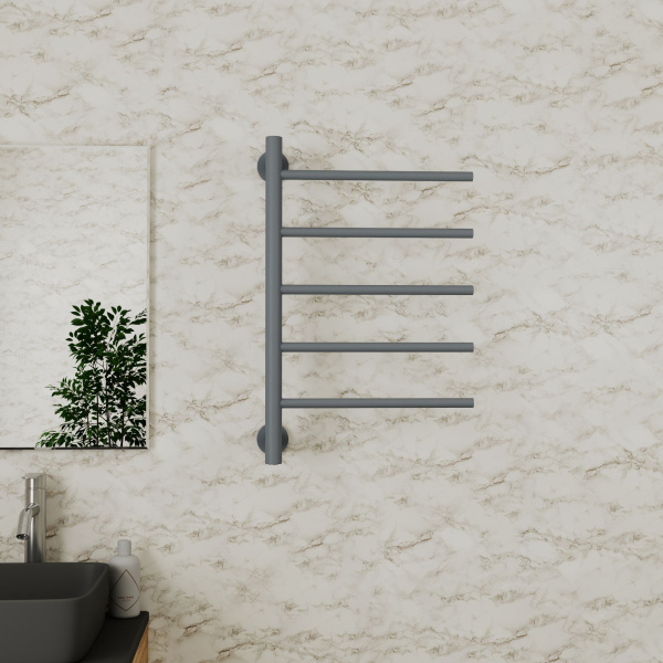 Полотенцесушитель дизайнерский электрический BAU Nimb Gun Grey 62,5х40, подключение нижнее, темно-серый металлик