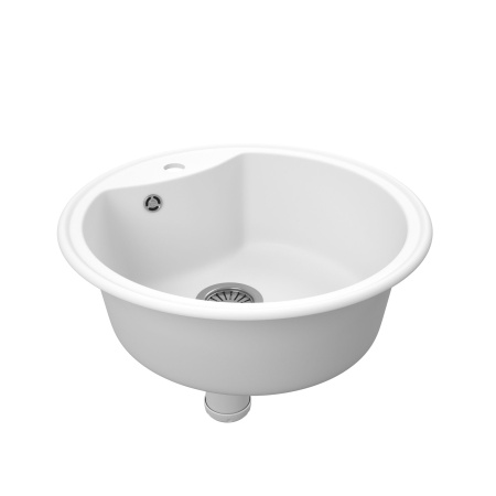 Мойка для кухни BAU Dream White snow D 51, выпуск с сифоном в комплекте, белый снег