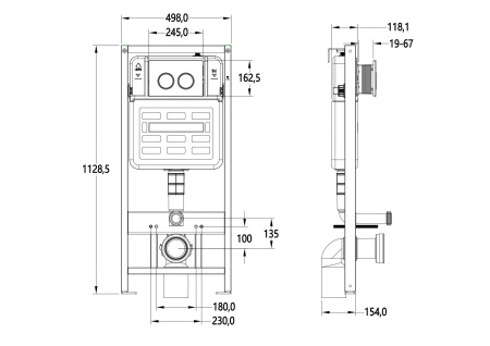 Комплект BAU 6 в 1: усиленная инсталляция BAU IDEAL, унитаз подвесной безободковый Bau Stil 49х35, сиденье дюропласт микролифт, клавиша BAU Light антивандальная, нерж. сталь хром