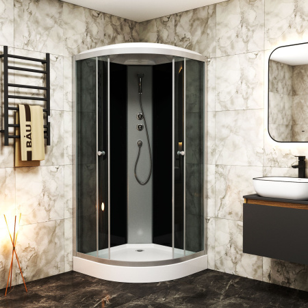 Душевая кабина BAU Dream 90x90х215, прозрачное закаленное стекло, черная