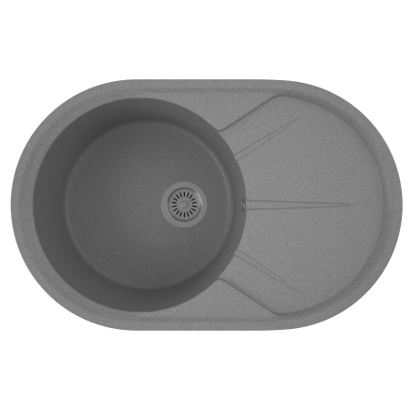 Мойка для кухни оборачиваемая овальная BAU Nimb Gray stone 75х48, выпуск с сифоном в комплекте, серый камень