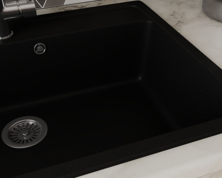 Мойка для кухни BAU Stil Black coal 76х51, выпуск с сифоном в комплекте, черный уголь