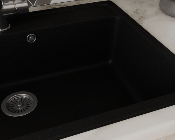 Мойка для кухни BAU Stil Black coal 76х51, выпуск с сифоном в комплекте, черный уголь