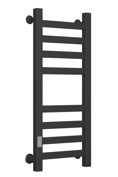 Полотенцесушитель электрический профильный Маргроид BAU В81/10 30х80, 2 вставки 4х4 размер 30*10, черный матовый RAL 9005 с таймером слева