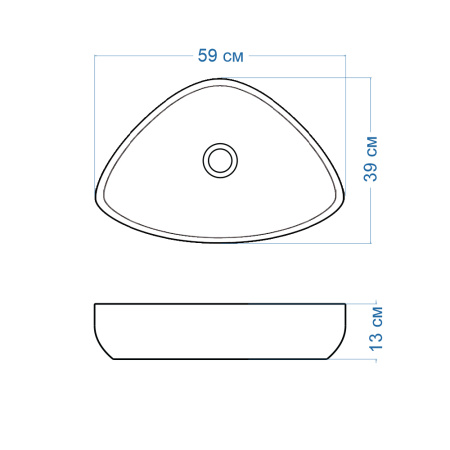 Раковина накладная со смесителем и выпуском (Умывальник BAU Triangle 59х39, белый + смеситель для раковины высокий Hotel Still, выпуск клик клак, хром)