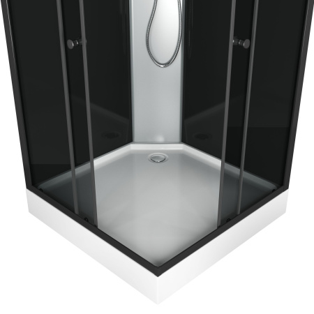 Душевая кабина BAU Stil квадратныая с поддоном 90x90х215, тонированные передние закаленные стекла, черные задние стенки, черный матовый профиль