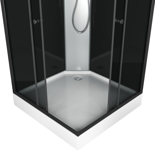 Душевая кабина BAU Stil квадратныая с поддоном 90x90х195, тонированные передние закаленные стекла, черные задние стенки, черный матовый профиль