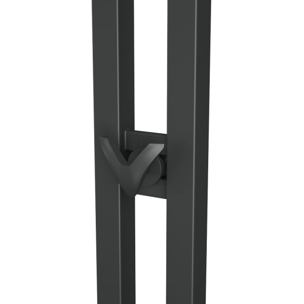 Полотенцесушитель дизайнерский электрический, профильный BAU Stella Square 10х120, 2 коллектора, 2 крючка, черный матовый