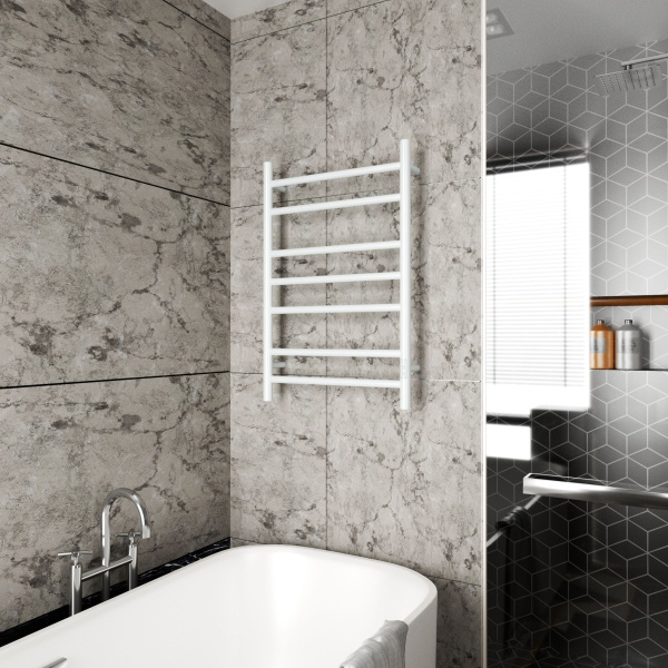 Полотенцесушитель электрический BAU Stil 50х80, 7 планок, универсальный, белый полуматовый