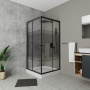 Душевой уголок квадратный BAU Stil pattern 90х90х195, с поддоном 12,5 см, закаленное стекло толщиной 5 мм, черные профили, с сифоном