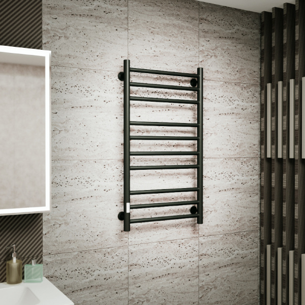 Полотенцесушитель электрический Маргроид BAU В10 100х50, П10 (3+4+3) таймер слева, черный матовый RAL 9005