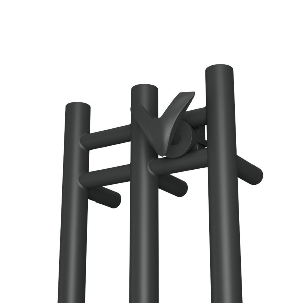 Полотенцесушитель дизайнерский электрический, BAU Stella 25х160, 3 коллектора, 2 крючка, черный матовый RAL 9005