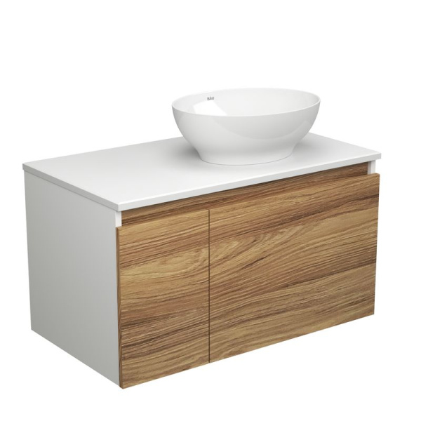 Тумба с раковиной (тумба подвесная под раковину Bau Dream Blackwood 80 + раковина накладная овальная BAU Nimb 41х33, белая)