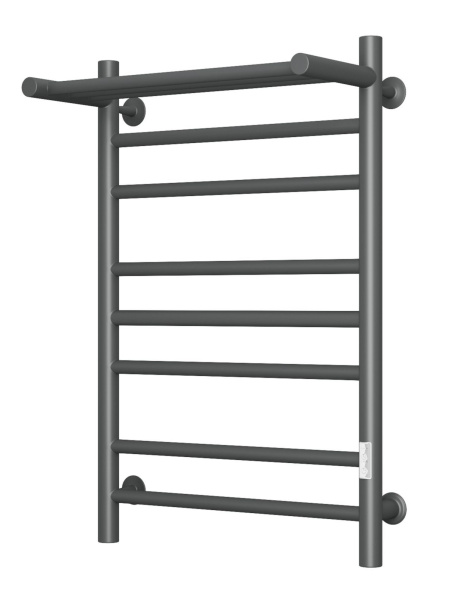 Полотенцесушитель электрический с полкой Маргроид BAU В10 50х80 Gun Grey П7 темно-серый металлик с таймером с таймером слева