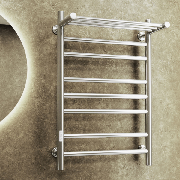 Полотенцесушитель электрический с полкой Маргроид BAU В10 50х80 П7 (2+3+2) с таймером слева, нерж. сталь, хром