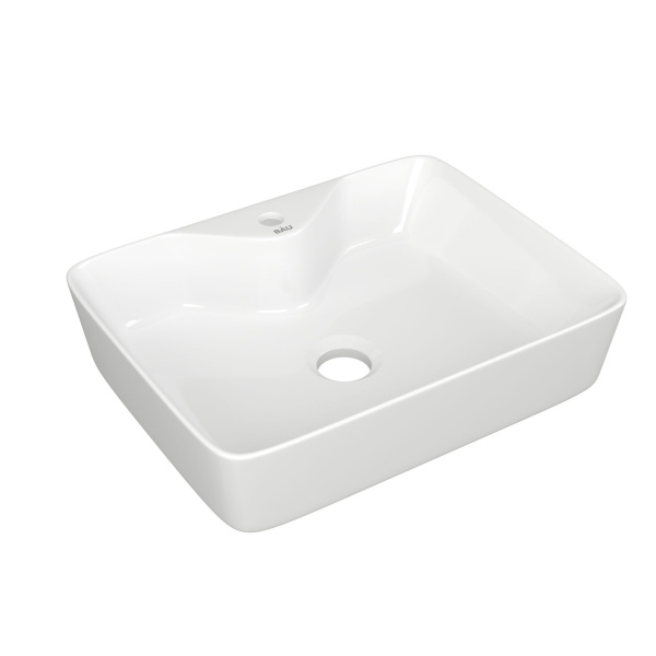 Раковина для ванной накладная прямоугольная BAU Cerama 48х37, белая + смеситель Dream Black, черный