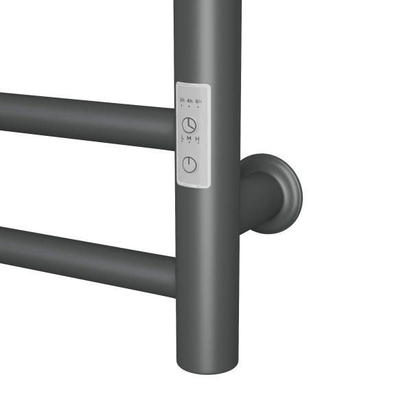 Полотенцесушитель электрический с полкой Маргроид BAU В10 50х80 Gun Grey П7 темно-серый металлик с таймером с таймером справа