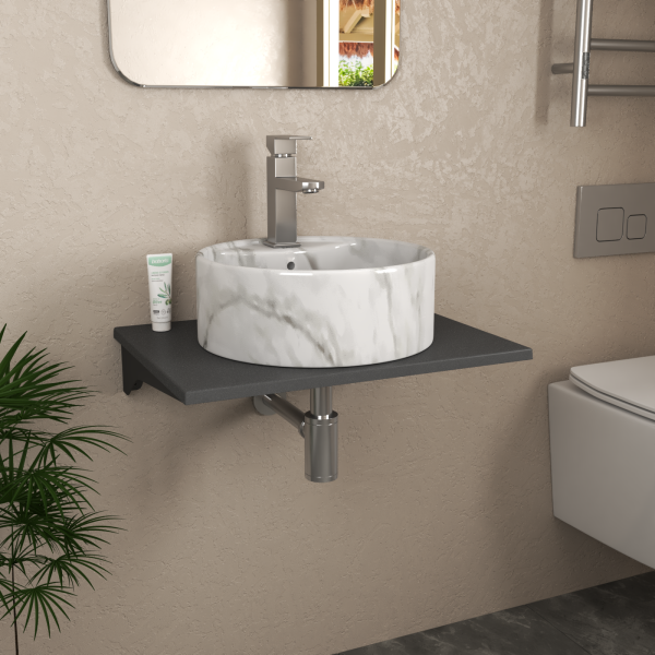 Столешница кварц под накладную раковину BAU Hotel 60, серый металлик -MRY0012