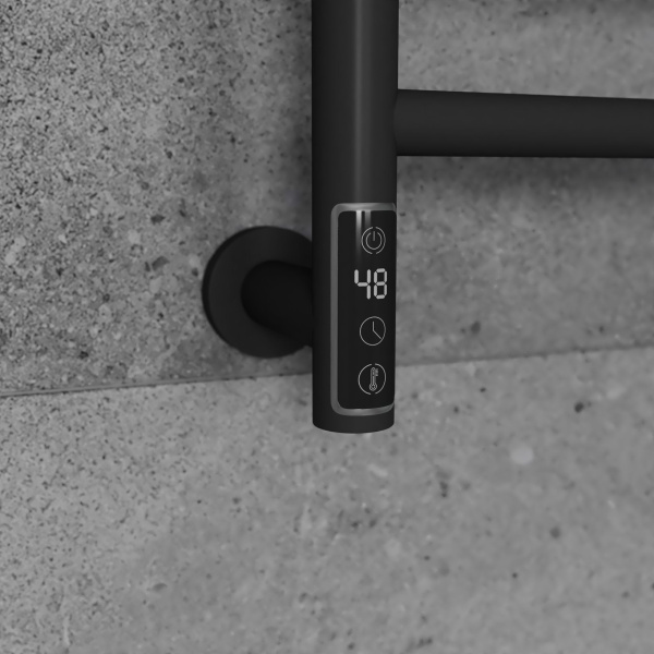 Полотенцесушитель дизайнерский электрический BAU Nimb Elegant Black 60х50, подключение нижнее, черный матовый