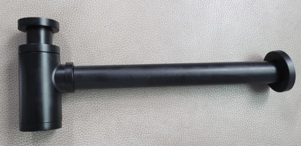 Сифон для раковины BAU Dream дизайнерский металлический, круглый, без сливного клапана, черный матовый