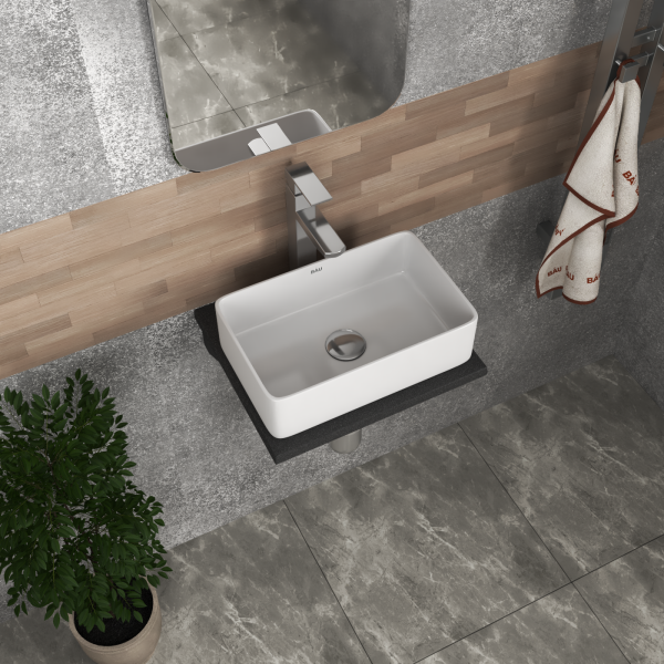 Столешница кварц под накладную раковину BAU Hotel 40 с кронштейнами, черный металлик - MRY0007