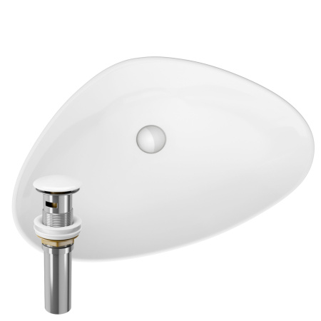 Раковина накладная на столешницу BAU Triangle 59х39, белая, выпуск клик клак, белый