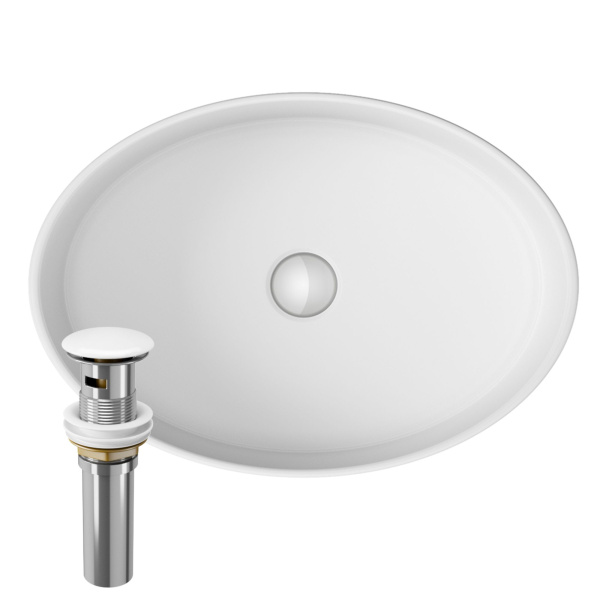 Раковина накладная на столешницу BAU Nimb овальная 50х36, белая, выпуск клик клак, белый