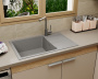 Мойка для кухни оборачиваемая с крылом BAU Stil Gray stone 76х50, выпуск с сифоном в комплекте, серый камень