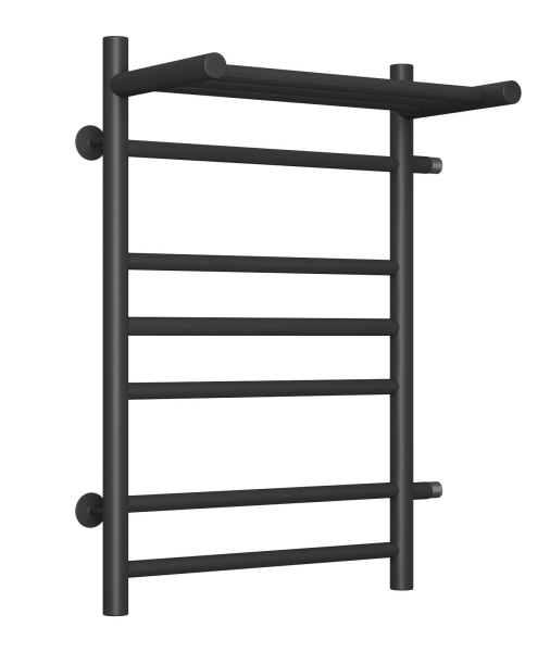 Полотенцесушитель водяной с полкой Маргроид BAU В10 50х80, П7 (2+3+2) боковое подключение 50, черный матовый RAL 9005