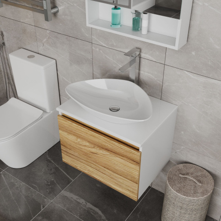 Комплект для ванной, 4 предмета (Тумба Bau Dream Blackwood 60, раковина BAU Triangle 59х39, смеситель для раковины высокий Hotel Still, нержавеющая сталь, выпуск клик клак, хром)