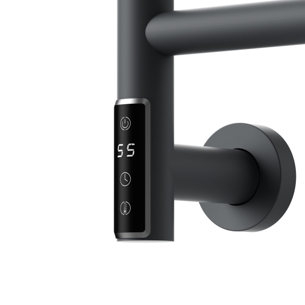 Полотенцесушитель дизайнерский электрический BAU Nimb Elegant Gun Grey 60х50, подключение нижнее, темно-серый металлик