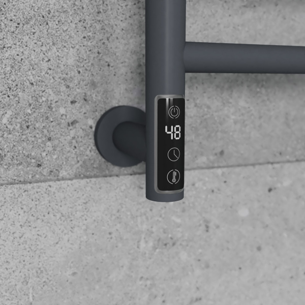 Полотенцесушитель дизайнерский электрический BAU Nimb Elegant Gun Grey 60х50, подключение нижнее, темно-серый металлик