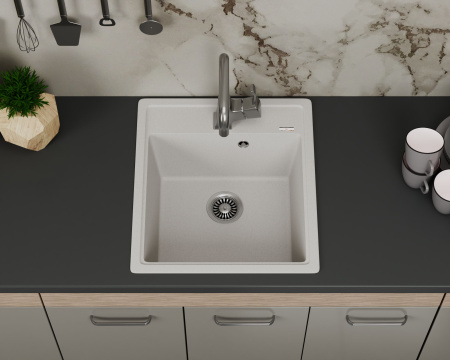 Мойка для кухни врезная кварцевая в комплекте с сифоном BAU Stil Jasmine 46х51, жасмин