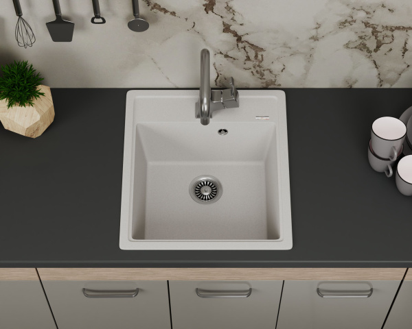 Мойка для кухни врезная кварцевая в комплекте с сифоном BAU Stil Jasmine 46х51, жасмин