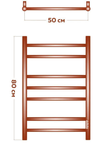 Полотенцесушитель электрический BAU Stil 50х80, 7 планок, универсальный, белый полуматовый