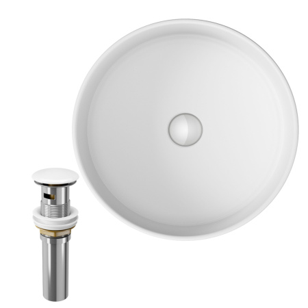 Раковина накладная на столешницу BAU Dream круглая D41, белая, выпуск клик клак, белый