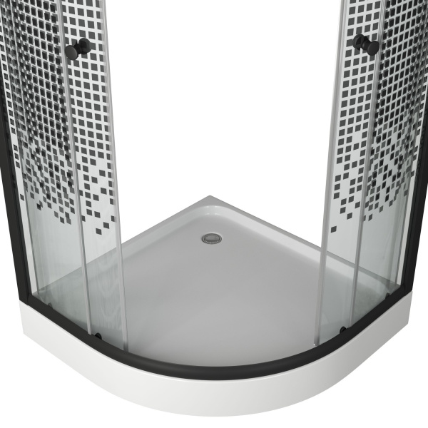 Душевой уголок BAU Dream с поддоном 90x90х195, прозрачное закаленное стекло с черной мозаикой 5 мм, черный матовый профиль