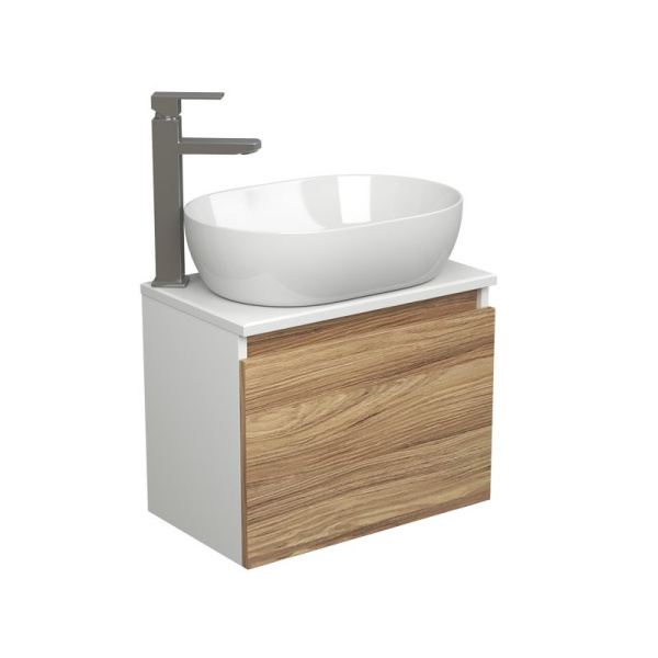 Комплект для ванной, 3 предмета (Тумба подвесная Bau Blackwood 50 + Раковина BAU 48х34, Смеситель высокий Hotel Still, нерж. сталь)