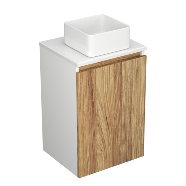 Раковина накладная на столешницу BAU Mini квадратная 24х24 белая, выпуск клик клак, белый