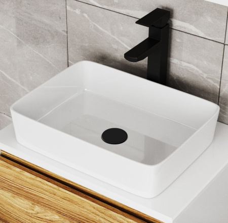 Комплект для ванной, 4 предмета (Тумба Bau Dream Blackwood 80, раковина BAU Hotel 48х37, смеситель для раковины высокий Hotel Black, черный, выпуск клик клак, черный)